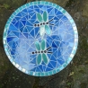 Mosaik  Garten Trittstein Dekostein rund Libellen hellgrün