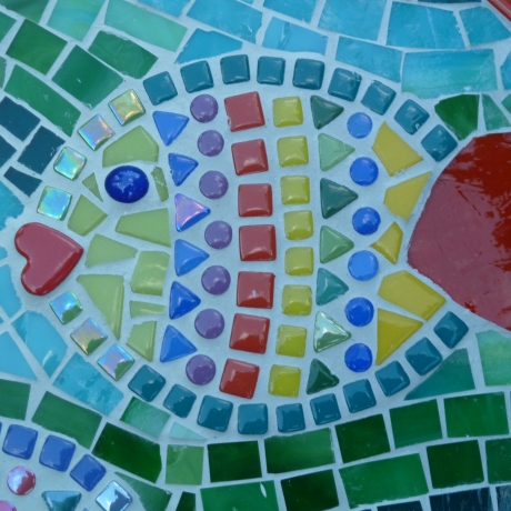 Mosaik  Garten Trittstein Herz Fische 