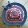 Mosaik Vogeltränke Blattform Rot orange