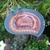 Mosaik Vogeltränke Blattform Rot orange
