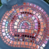 Mosaik Vogeltränke Blattform Rot orange