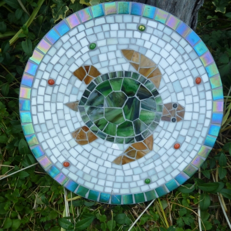 Mosaik  Garten Trittstein Dekostein rund Schildkröte