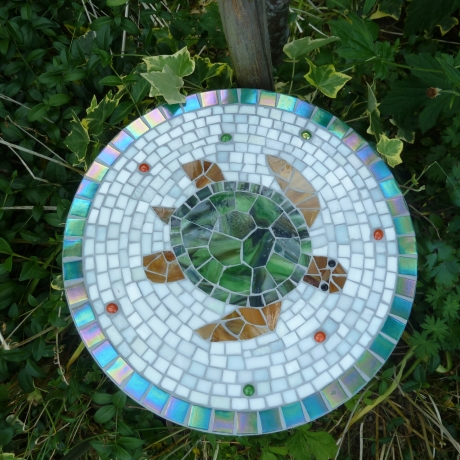 Mosaik  Garten Trittstein Dekostein rund Schildkröte