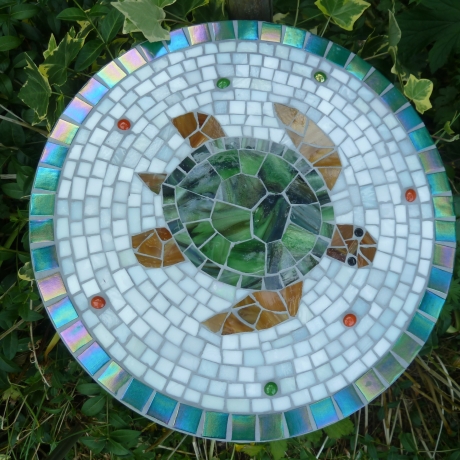 Mosaik  Garten Trittstein Dekostein rund Schildkröte