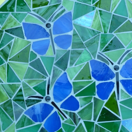 Mosaik  Garten Trittstein Schmetterlinge blau