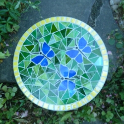 Mosaik  Garten Trittstein Schmetterlinge blau