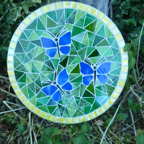 Mosaik  Garten Trittstein Schmetterlinge blau