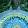 Mosaik Vogeltränke Keramik Frösche 