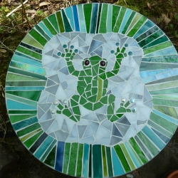 Mosaik  Garten Trittstein Dekostein rund Frosch