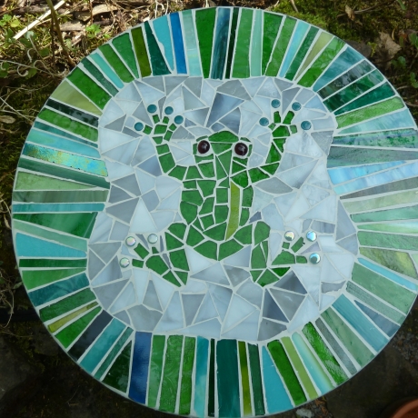 Mosaik  Garten Trittstein Dekostein rund Frosch