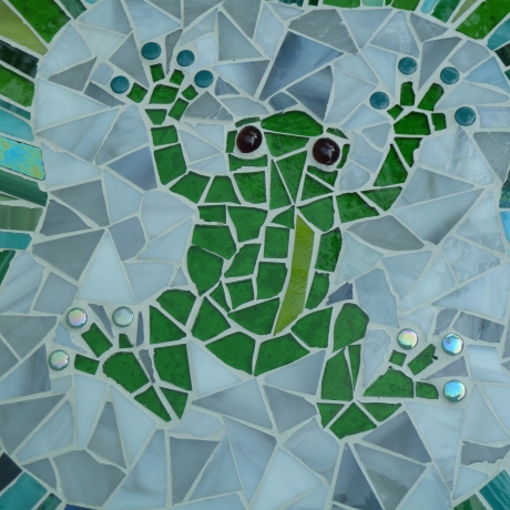 Mosaik  Garten Trittstein Dekostein rund Frosch