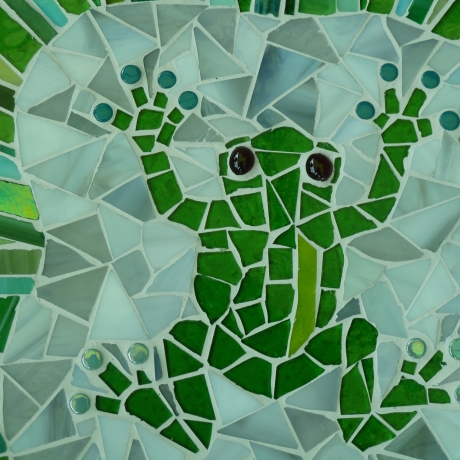 Mosaik  Garten Trittstein Dekostein rund Frosch