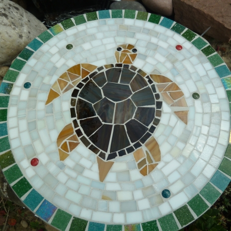 Mosaik  Garten Trittstein Dekostein rund Schildkröte