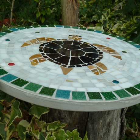 Mosaik  Garten Trittstein Dekostein rund Schildkröte