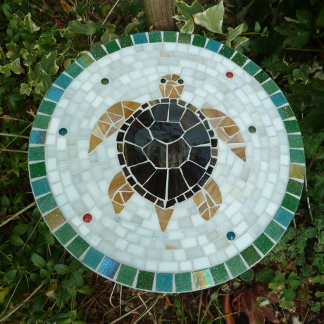 Mosaik  Garten Trittstein Dekostein rund Schildkröte