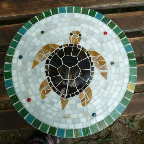 Mosaik  Garten Trittstein Dekostein rund Schildkröte