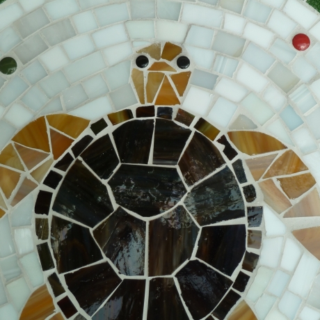 Mosaik  Garten Trittstein Dekostein rund Schildkröte