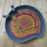 Mosaik Vogeltränke Blattform Rot orange