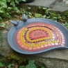 Mosaik Vogeltränke Blattform Rot orange