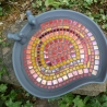 Mosaik Vogeltränke Blattform Rot orange