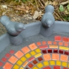 Mosaik Vogeltränke Blattform Rot orange