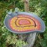 Mosaik Vogeltränke Blattform Rot orange