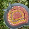Mosaik Vogeltränke Blattform Rot orange