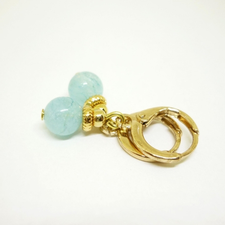 Mini-Creolen mit Aquamarin-Perlen, vergoldet
