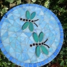 Mosaik  Garten Trittstein Dekostein rund Libellen hellgrün
