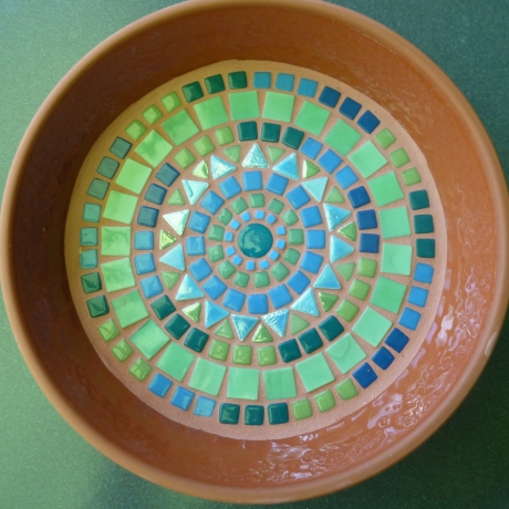 Mosaikschale Terracotta Schale rund grün petrol türkis 