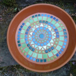 Mosaikschale Terracotta Schale rund grün petrol türkis 