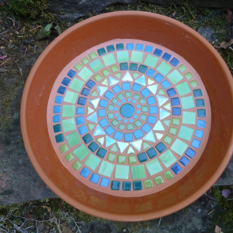 Mosaikschale Terracotta Schale rund grün petrol türkis 