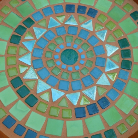 Mosaikschale Terracotta Schale rund grün petrol türkis 