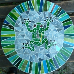 Mosaik  Garten Trittstein Dekostein rund Frosch