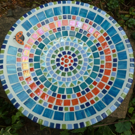 Beton Vogeltränke Mosaik Wasserschale Marienkäfer