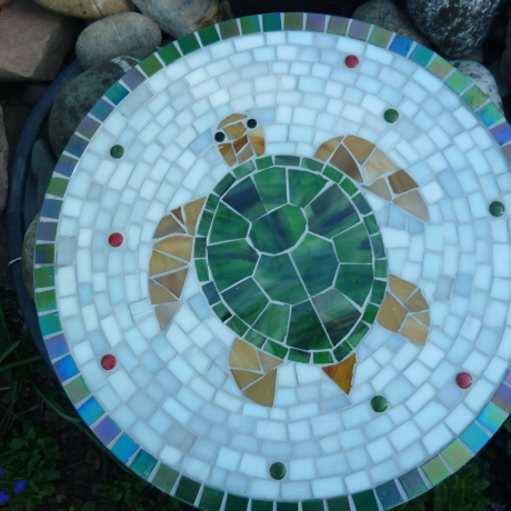 Mosaik  Garten Trittstein Dekostein rund Schildkröte