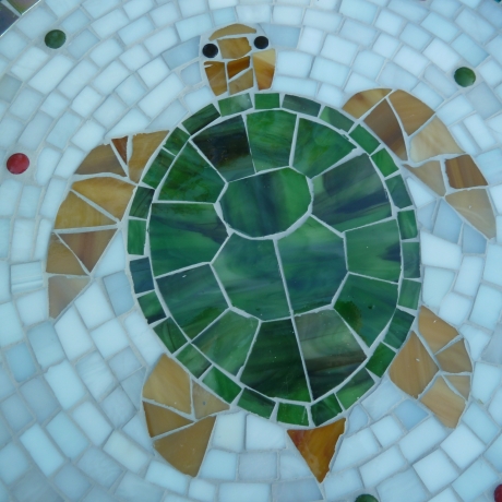 Mosaik  Garten Trittstein Dekostein rund Schildkröte