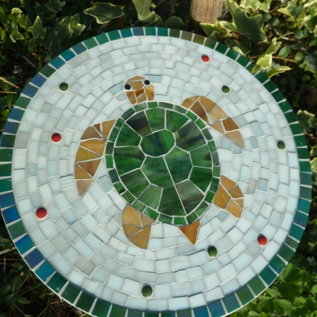 Mosaik  Garten Trittstein Dekostein rund Schildkröte