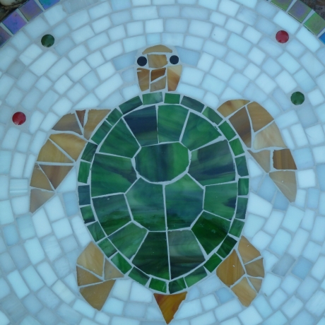 Mosaik  Garten Trittstein Dekostein rund Schildkröte