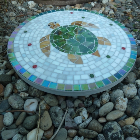 Mosaik  Garten Trittstein Dekostein rund Schildkröte