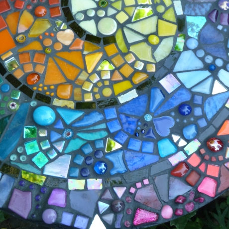 Mosaik  Garten Trittstein Farbverlauf Regenbogen Schnecke