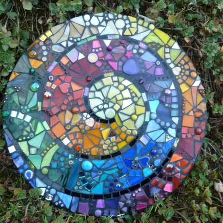 Mosaik  Garten Trittstein Farbverlauf Regenbogen Schnecke