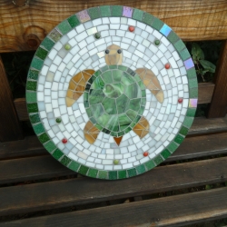 Mosaik  Garten Trittstein Dekostein rund Schildkröte
