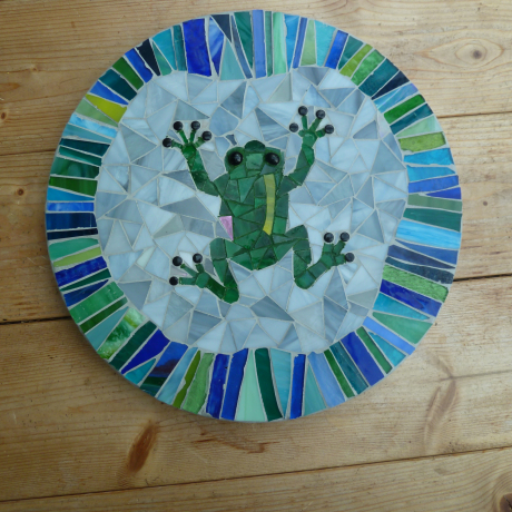Mosaik  Garten Trittstein Dekostein rund Frosch