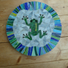 Mosaik  Garten Trittstein Dekostein rund Frosch