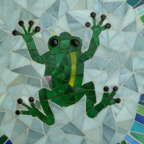 Mosaik  Garten Trittstein Dekostein rund Frosch