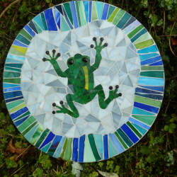 Mosaik  Garten Trittstein Dekostein rund Frosch