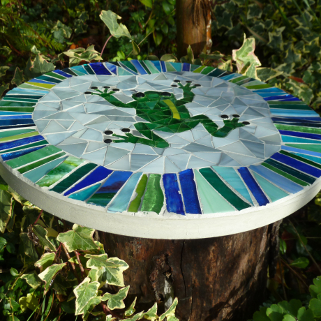 Mosaik  Garten Trittstein Dekostein rund Frosch