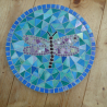 Mosaik  Garten Trittstein Dekostein rund Libelle