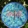 Mosaik  Garten Trittstein Dekostein rund Libelle